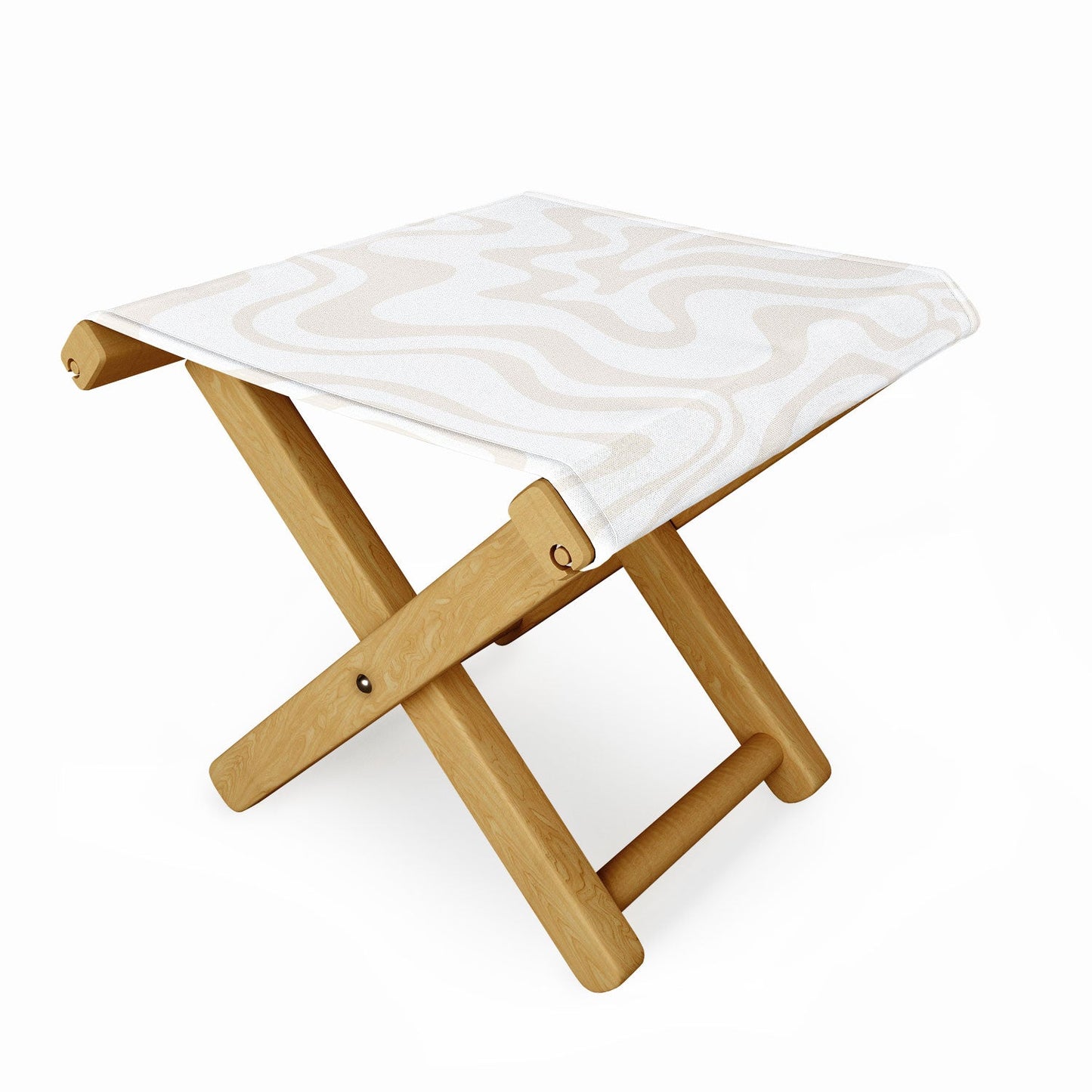 Kierkegaard Design Studio Liquid Swirl Pale Beige and White Folding Stool