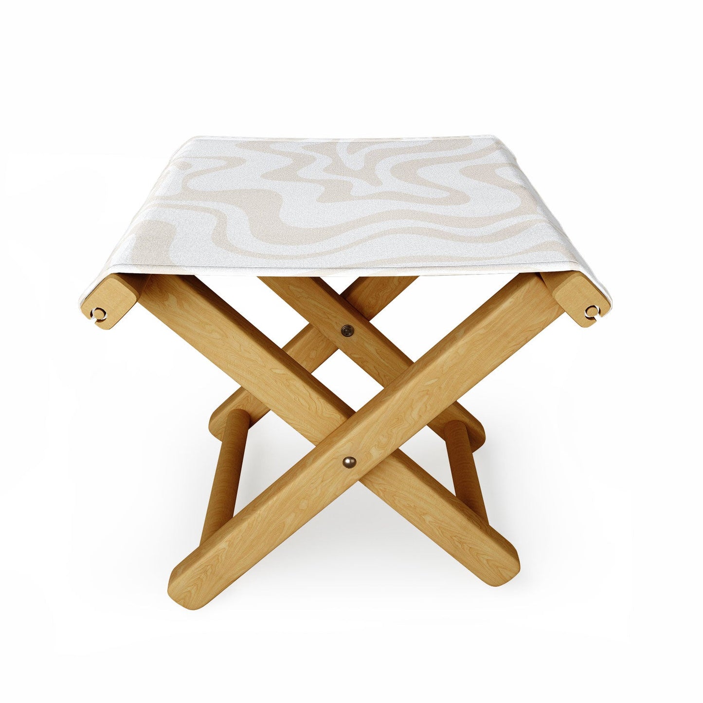 Kierkegaard Design Studio Liquid Swirl Pale Beige and White Folding Stool