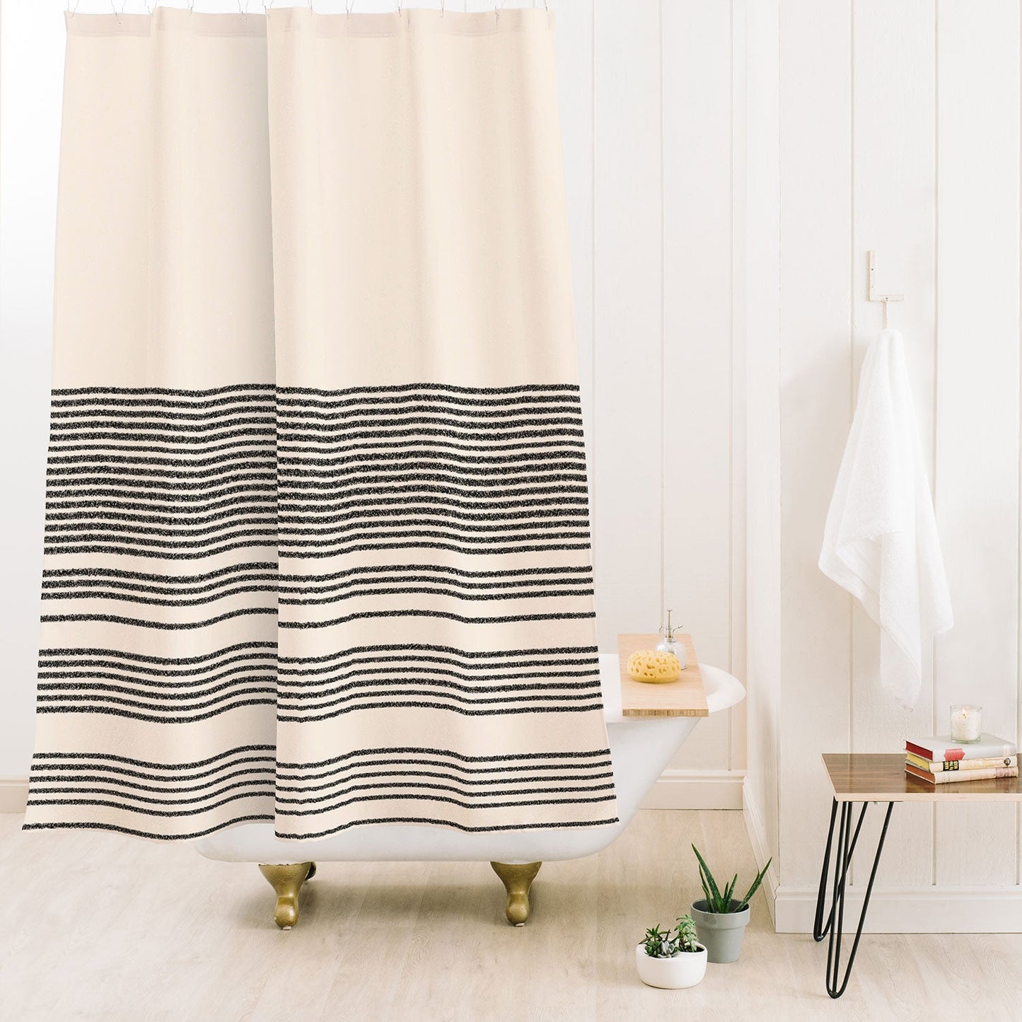 Kierkegaard Design Studio Organic Stripes Minimalist Black Shower Curtain