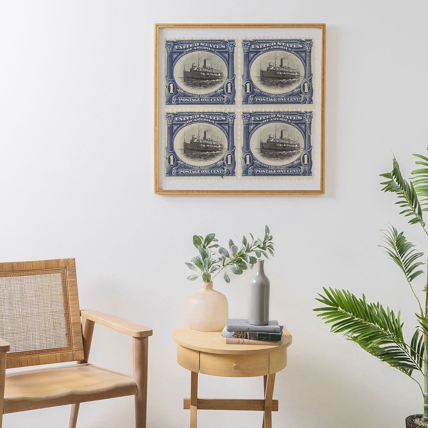 DENY Designs 1901 1c Fast Lake Navigation Stamps Framed Wall Art