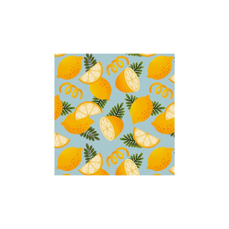 Jessica Molina Lemon Pattern on Sky Blue Art Print