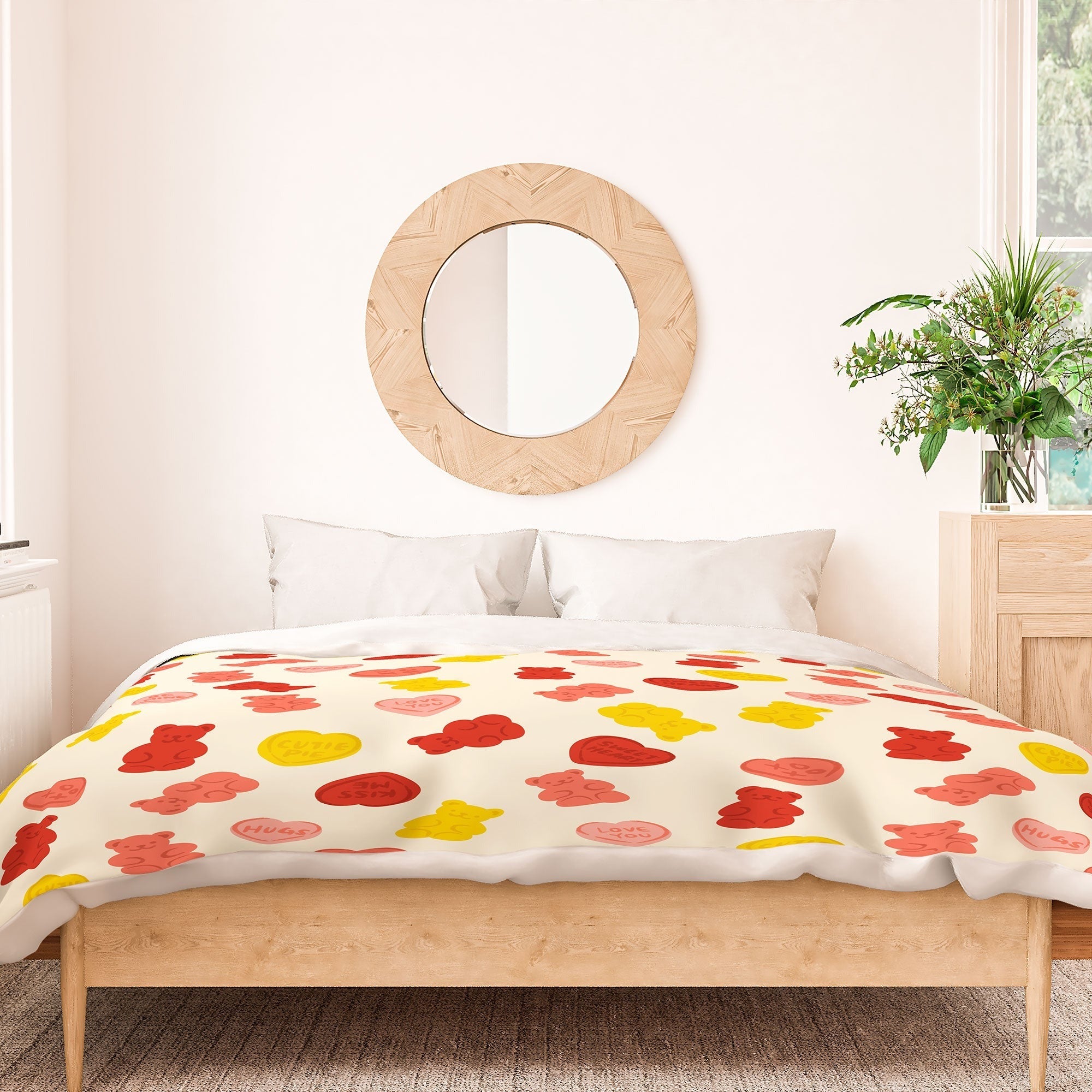 Design by Spark Gummy Bears and Candy Hearts Valentines Duvet Cover