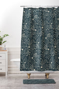 Little Om Pattern Shooting Stars blue Shower Curtain And Mat