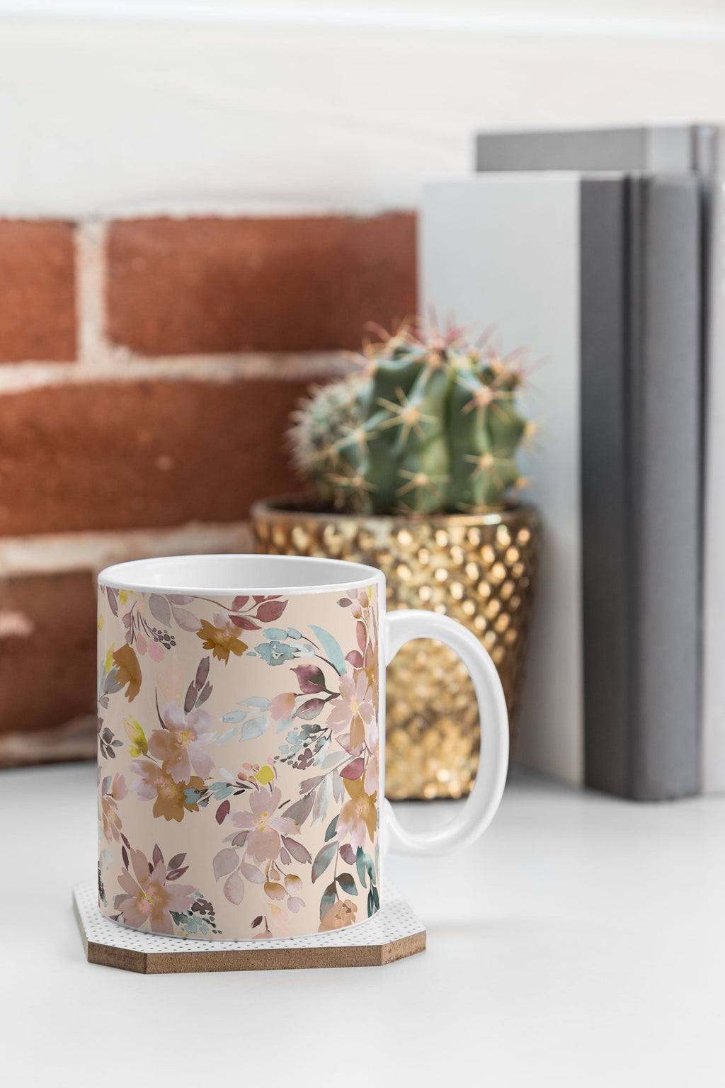 Ninola Design Botanic Retreat Floral Oleander Whimsical Soft Pink Coffee Mug