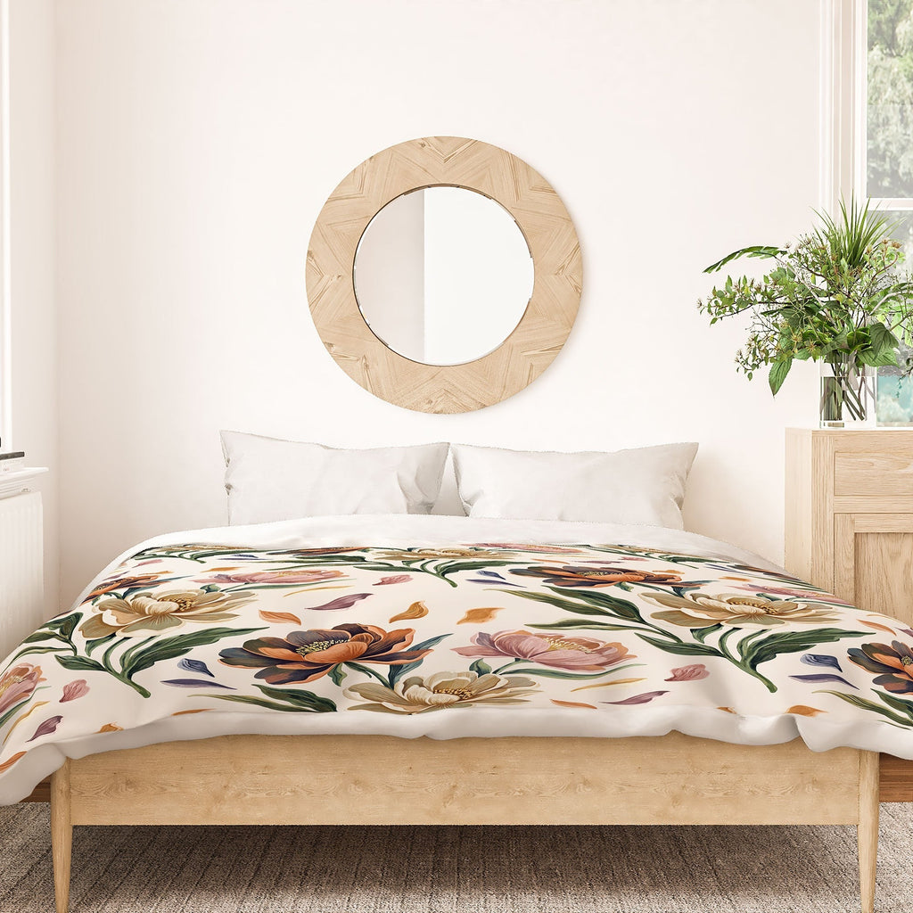 Marta Barragan Camarasa Hand Painted Peony Florals Duvet Cover