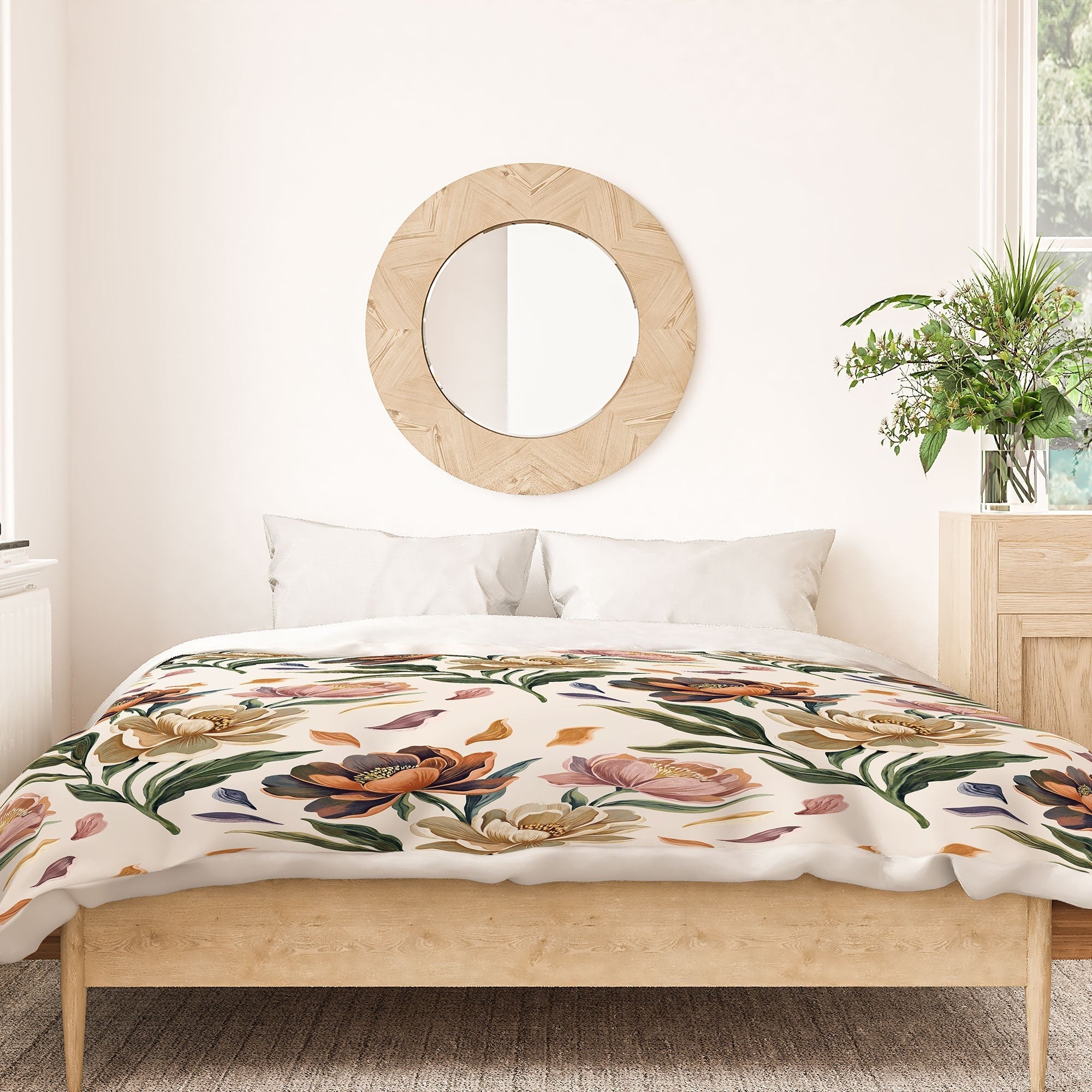 Marta Barragan Camarasa Hand Painted Peony Florals Duvet Cover