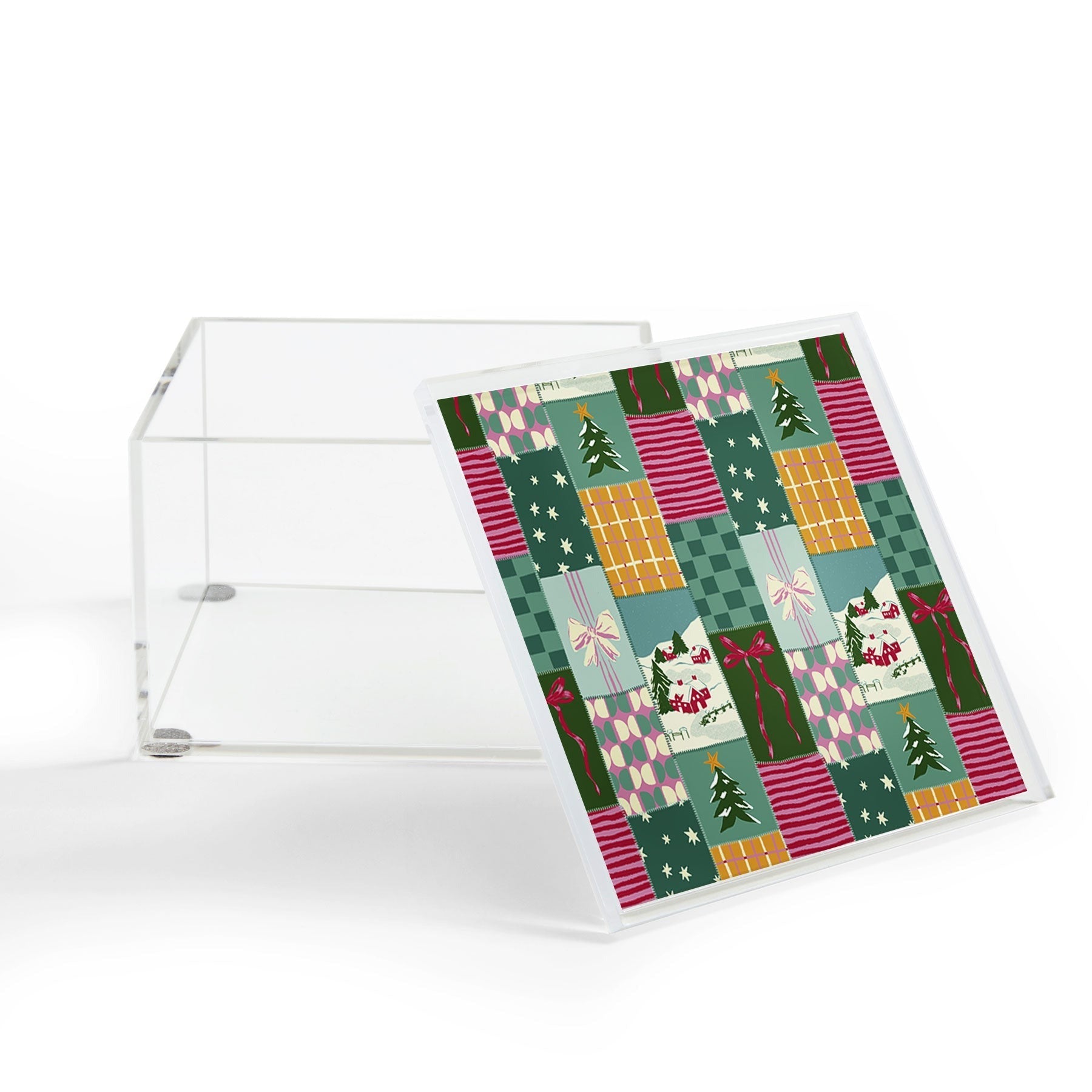LouBruzzoni Cozy Christmas Patchwork Acrylic Box