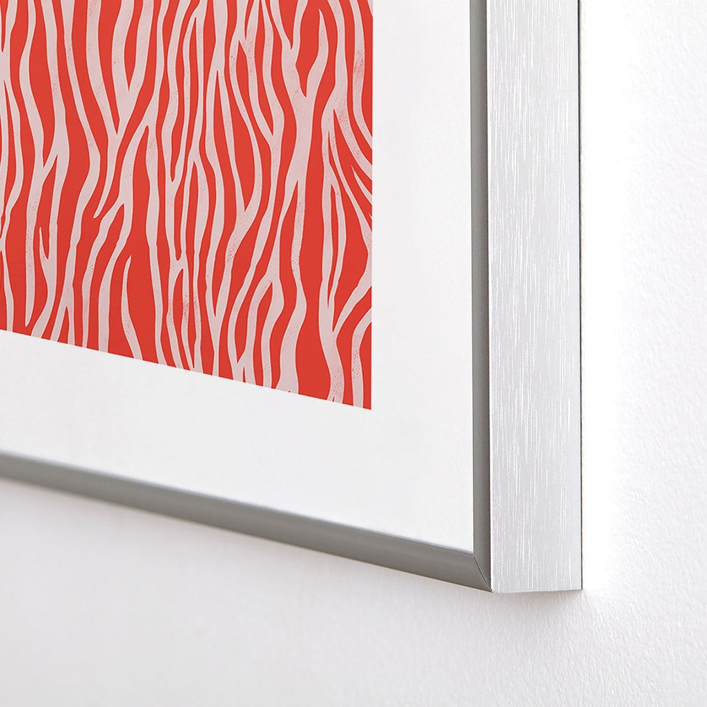 Avenie BR Red Zebra Stripe Metal Framed Art Print