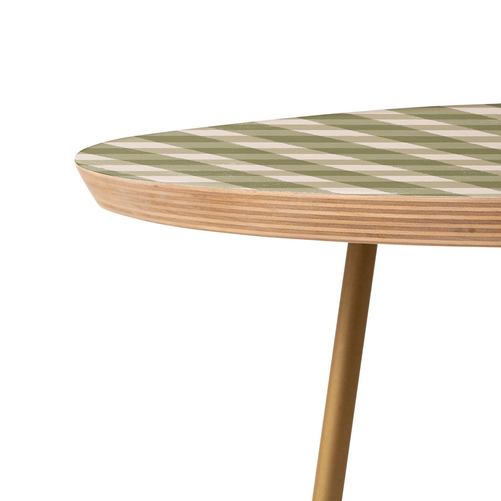 Menina Lisboa Rustic Green Plaid Round Side Table