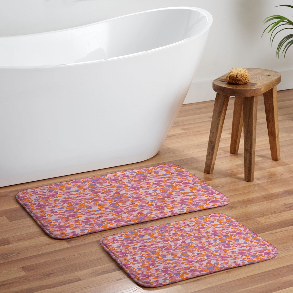 Gabriela Fuente Day Dreaming Watercolor Pink Memory Foam Bath Mat