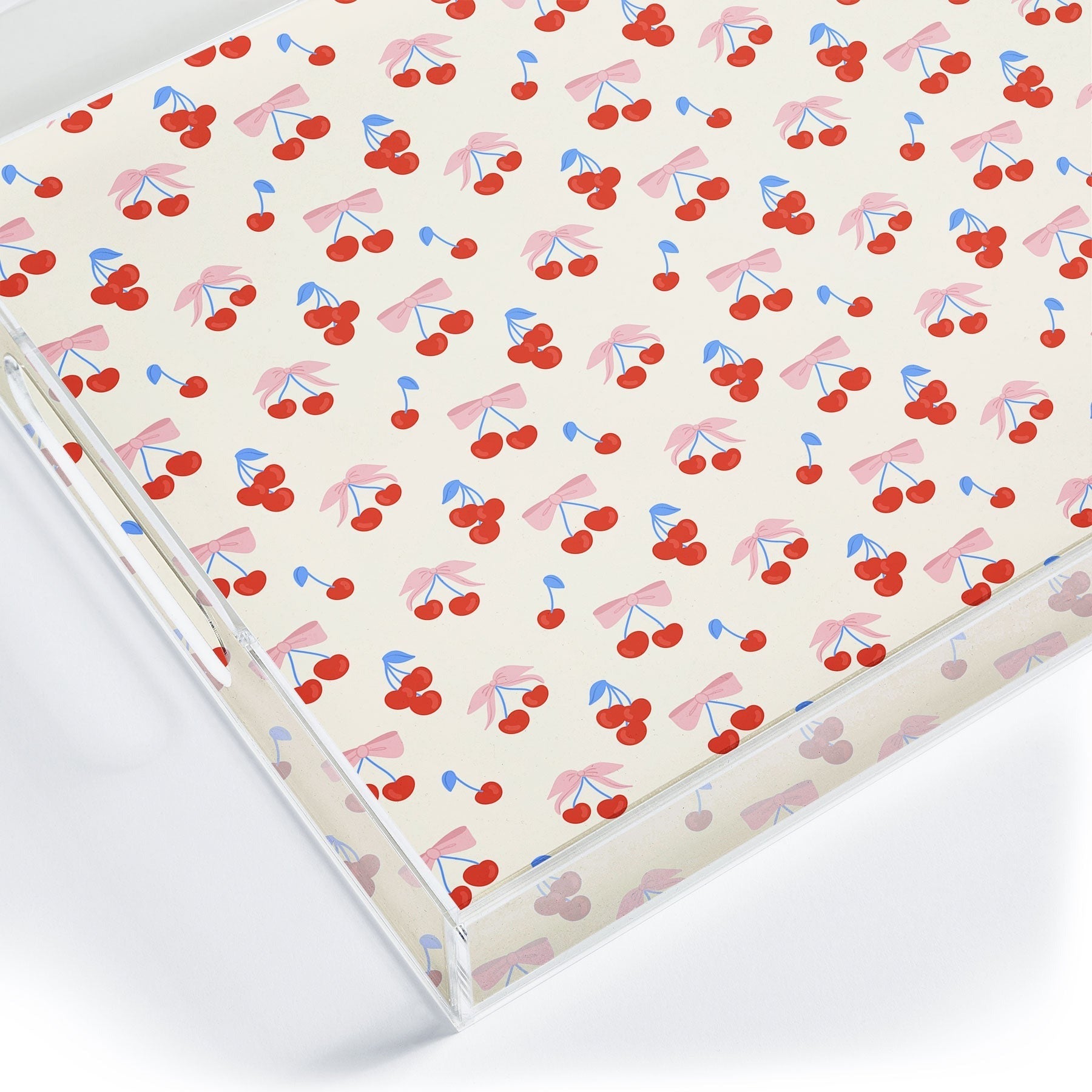 Design by Spark Cherries And Ribbons Acrylic Tray