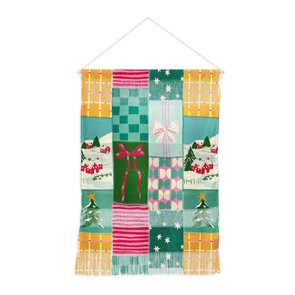 LouBruzzoni Cozy Christmas Patchwork Wall Hanging Portrait
