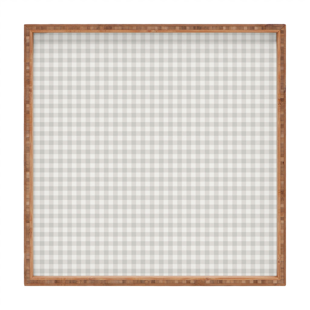 Colour Poems Gingham Plaid Pattern Cloud White Square Tray
