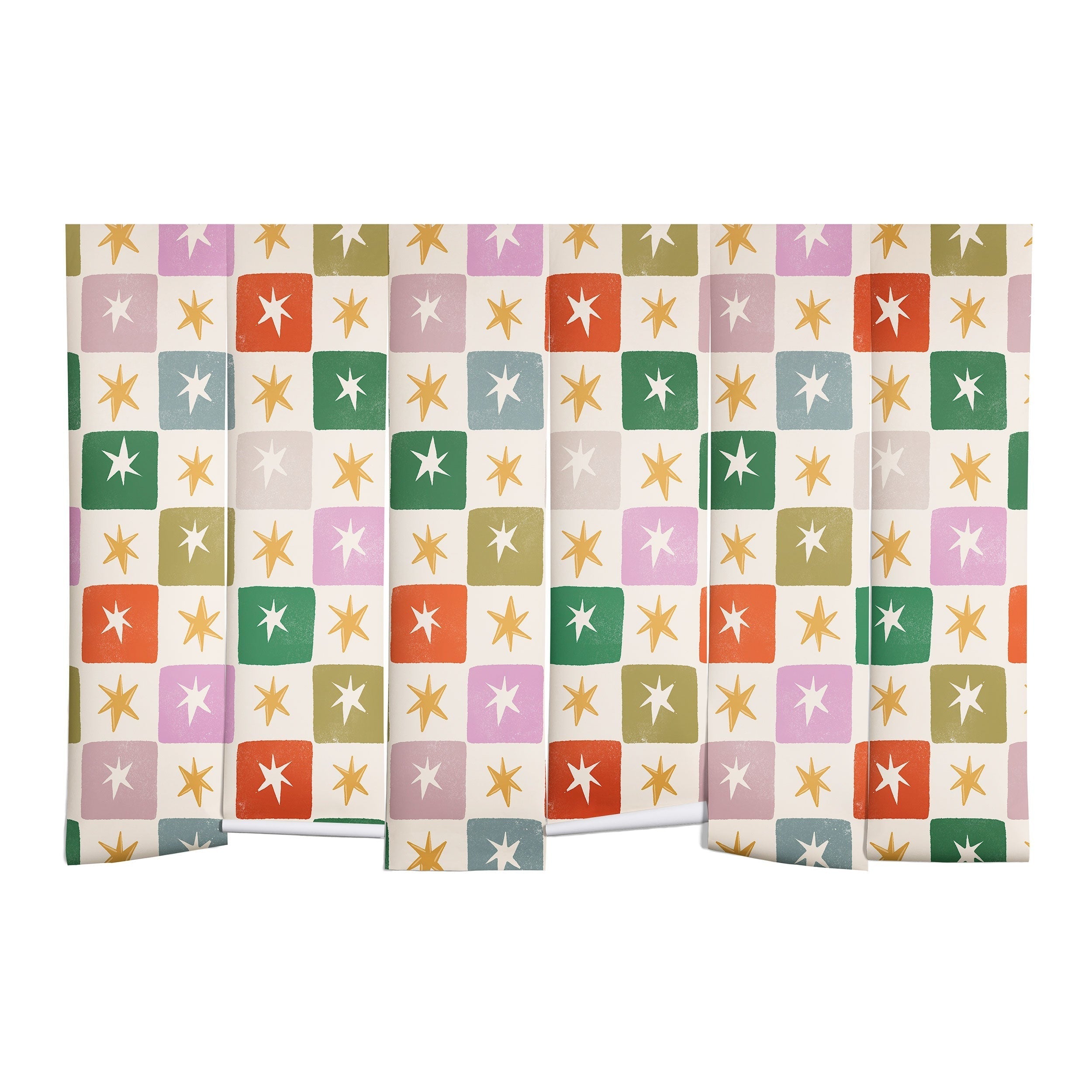 LouBruzzoni Retro Star Block Pattern Wall Mural