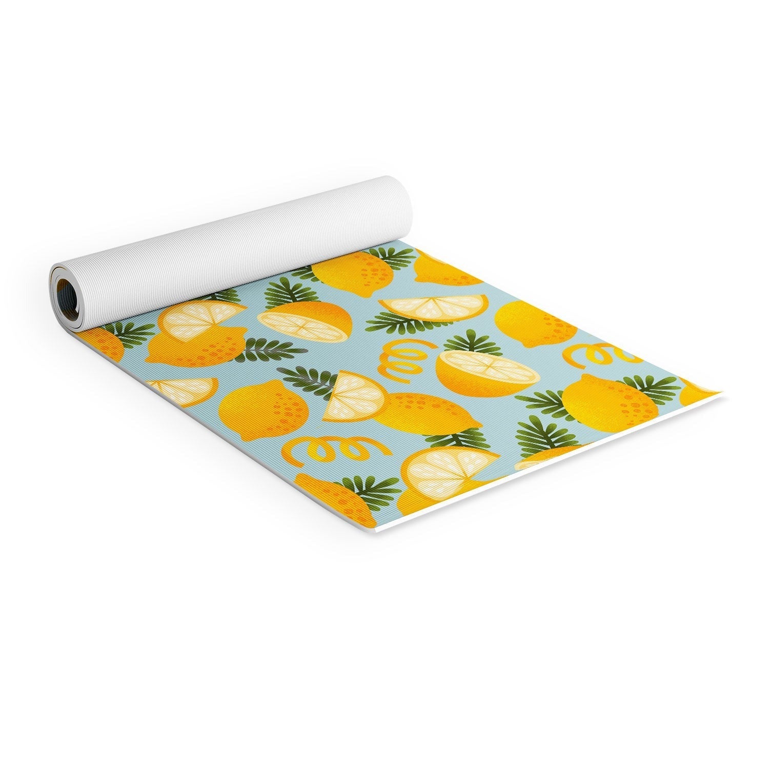 Jessica Molina Lemon Pattern on Sky Blue Yoga Mat