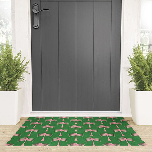 Design by Spark Pink Palm Tree Oasis Welcome Mat