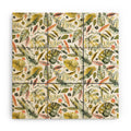 Ninola Design Botanic Retreat Tropical Jungle Leaves Botanical Green Orange Wood Wall Mural
