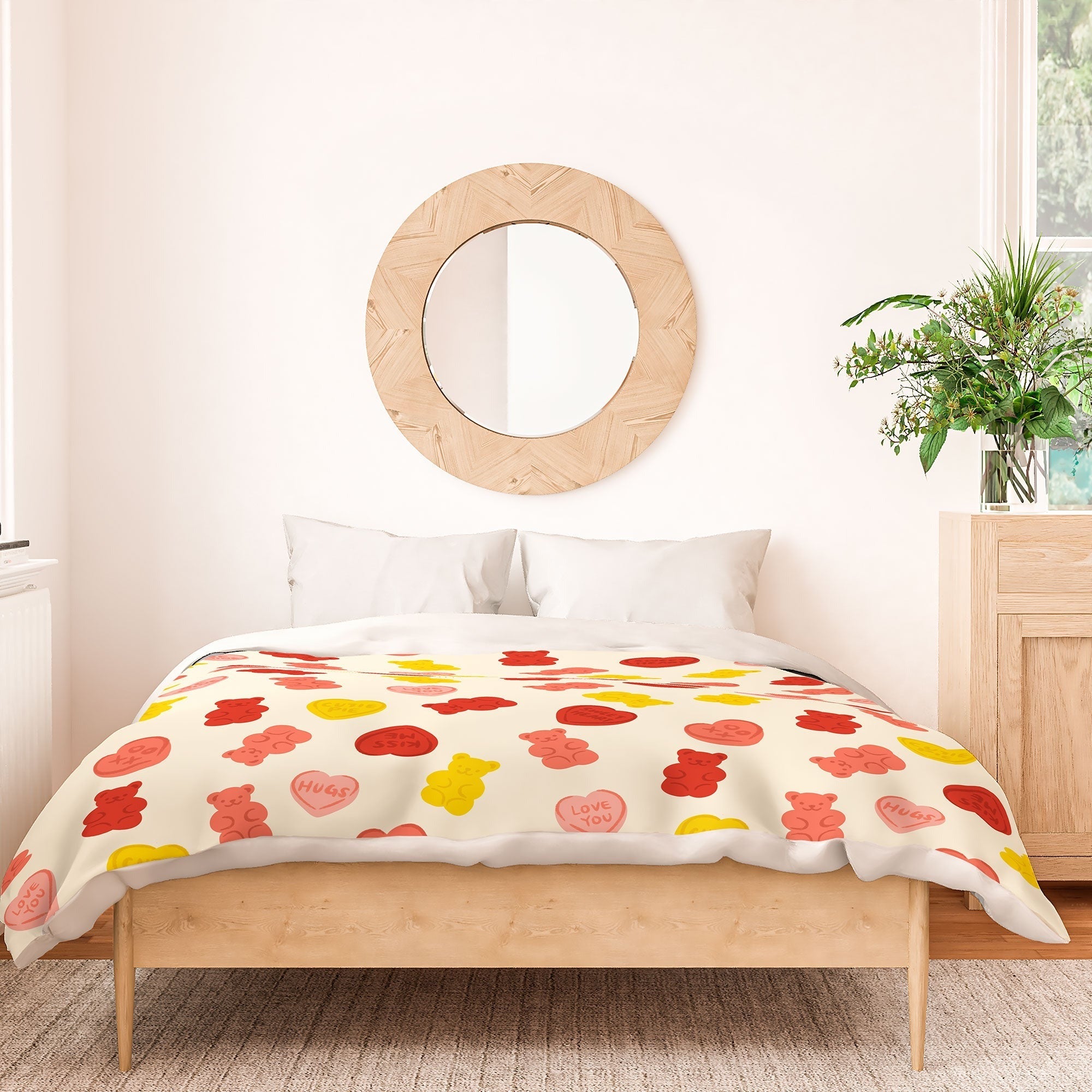 Design by Spark Gummy Bears and Candy Hearts Valentines Duvet Cover