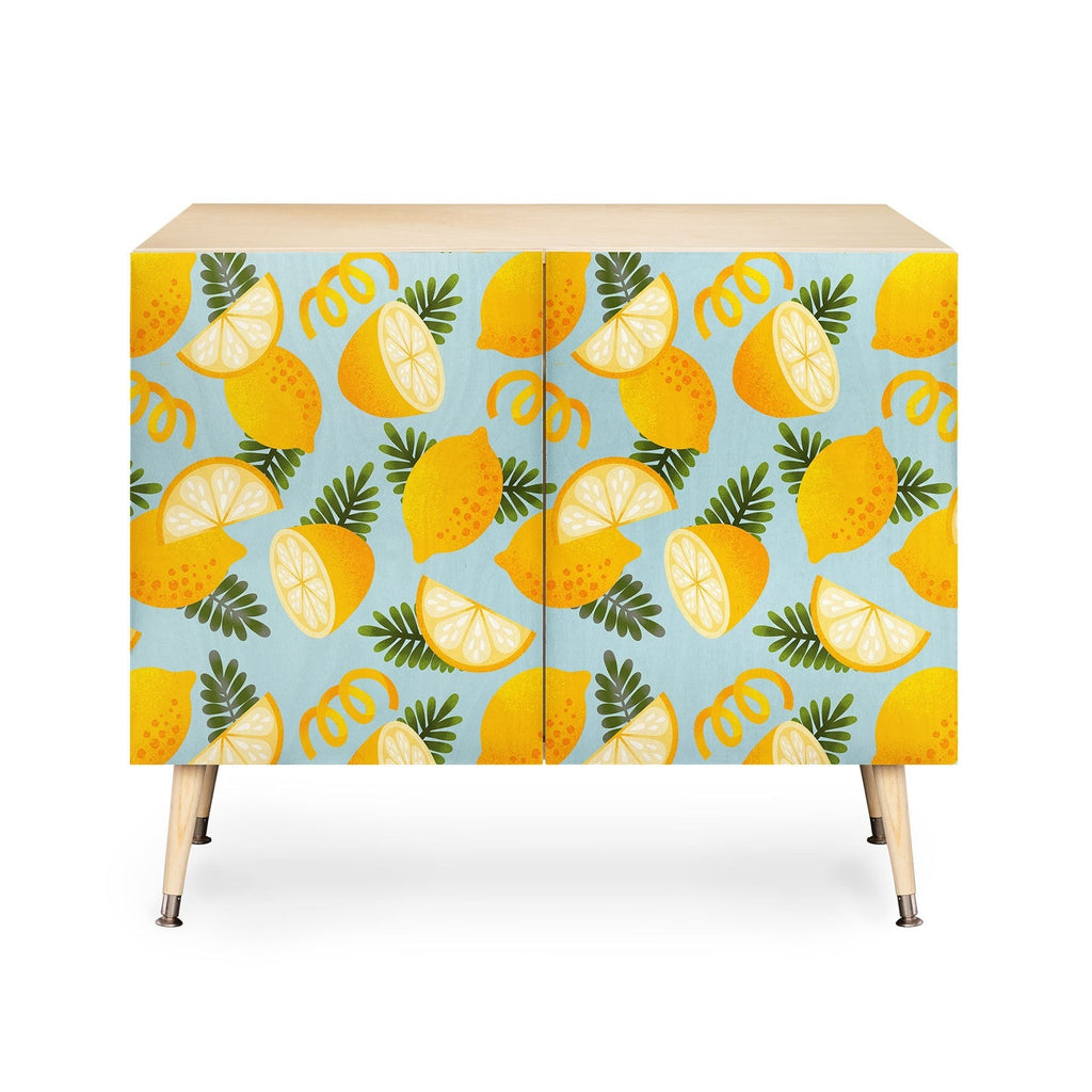 Jessica Molina Lemon Pattern on Sky Blue Credenza