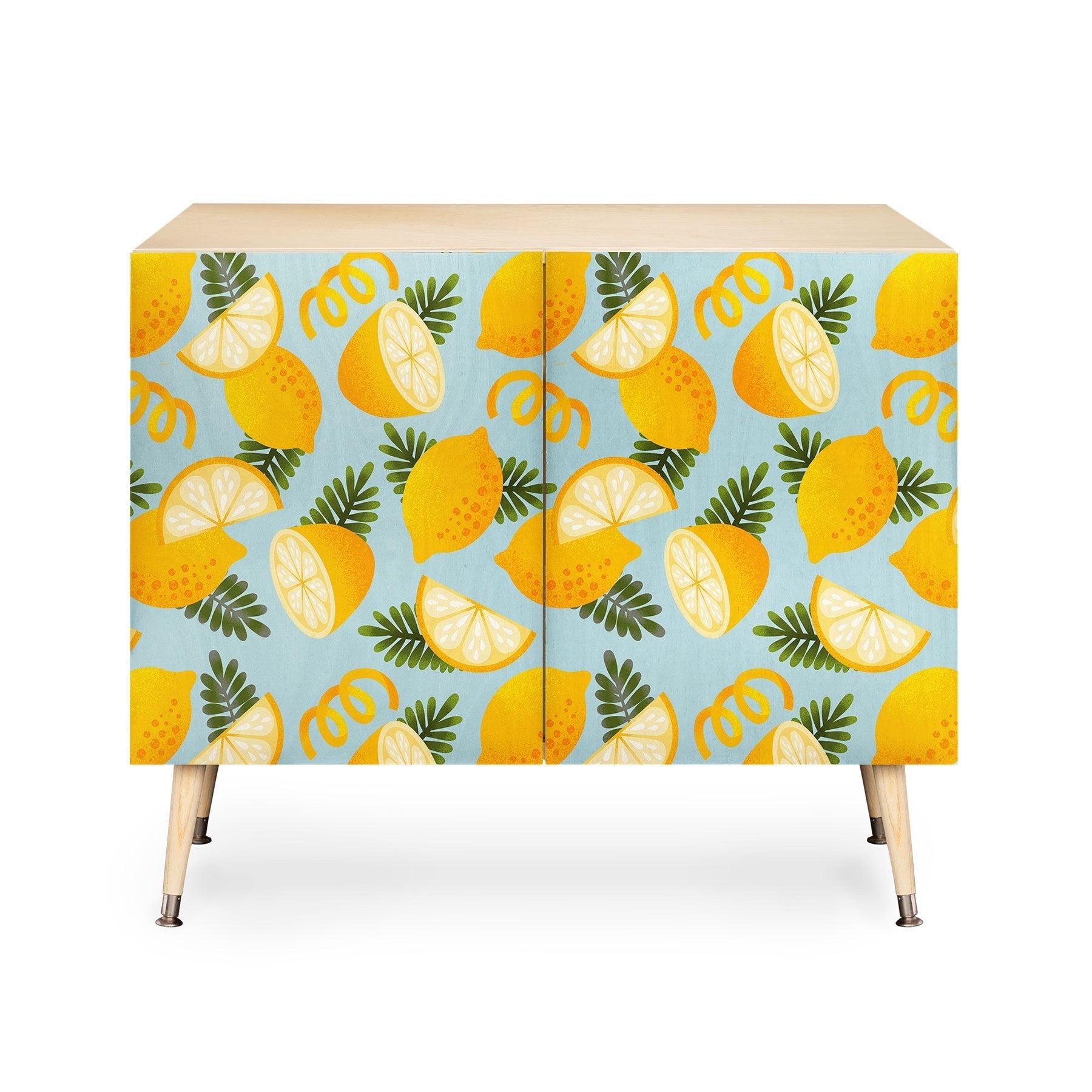 Jessica Molina Lemon Pattern on Sky Blue Credenza