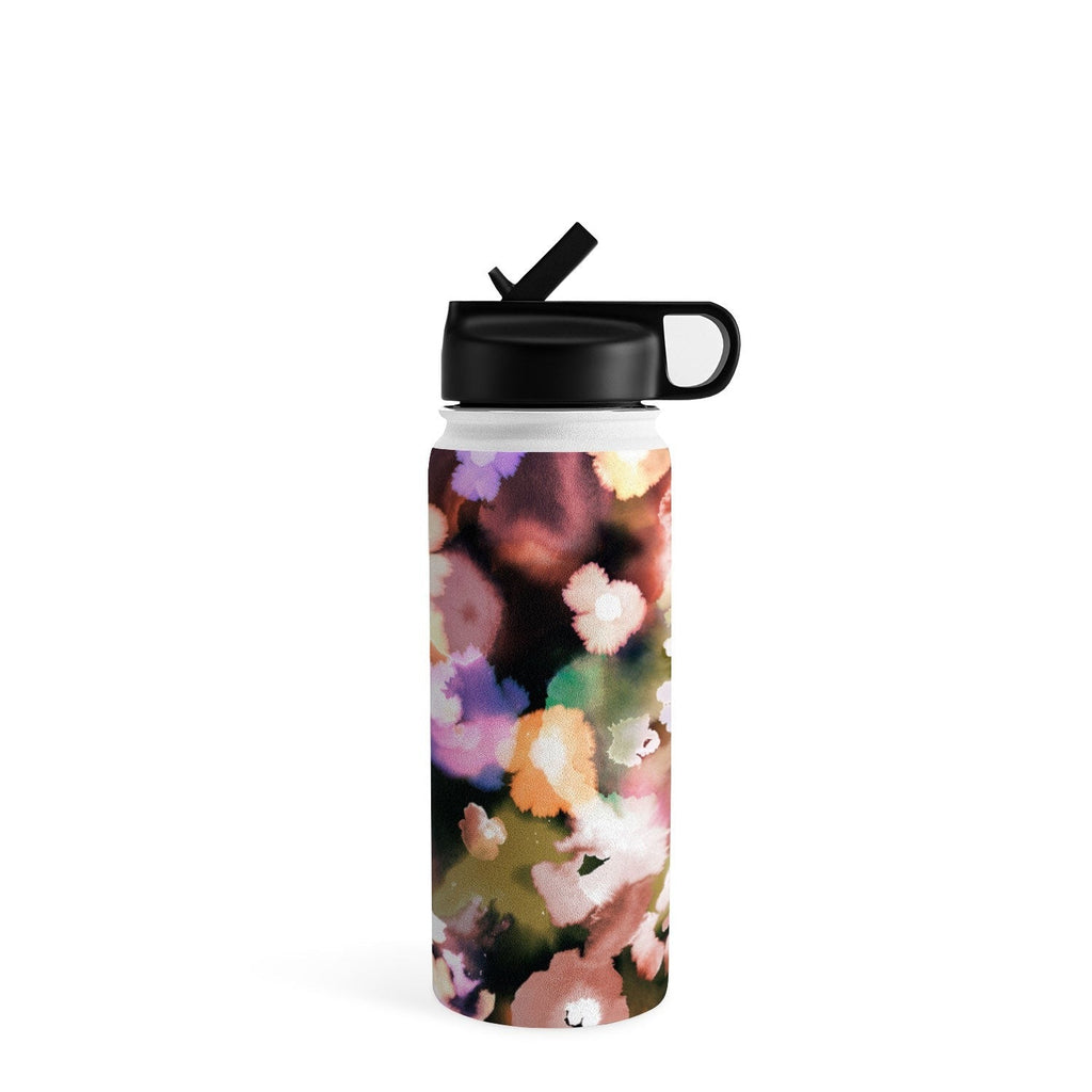 Ninola Design Botanic Retreat Ombre Abstract Watercolor Flowers Pink gold Water Bottle