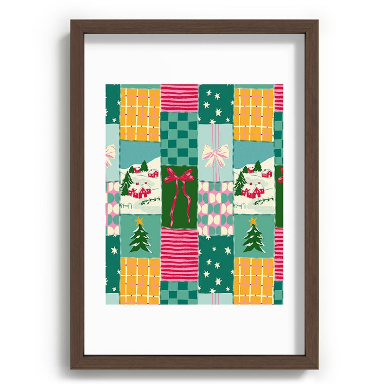 LouBruzzoni Cozy Christmas Patchwork Recessed Framing Rectangle