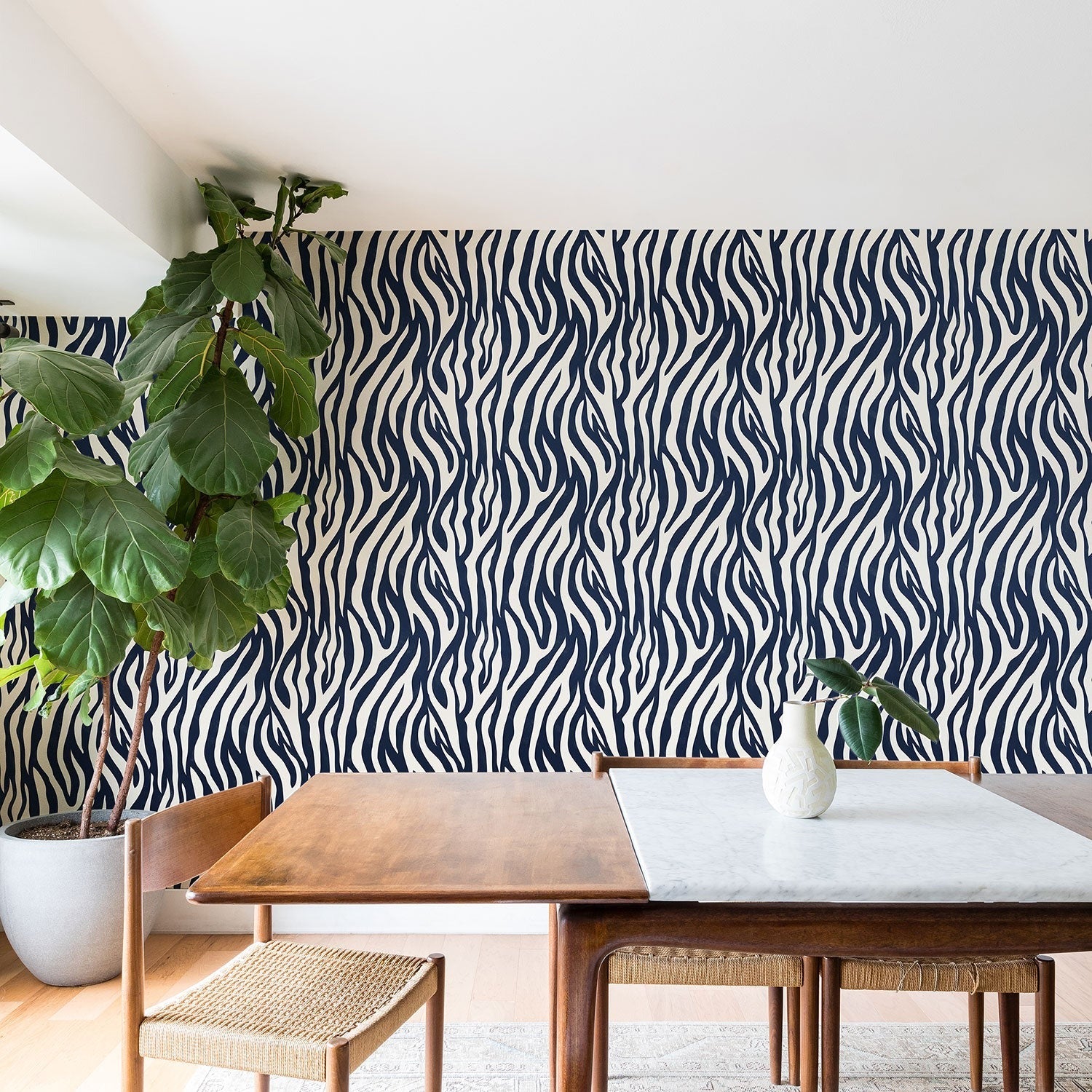 Avenie BR Navy Tiger Stripes Wallpaper