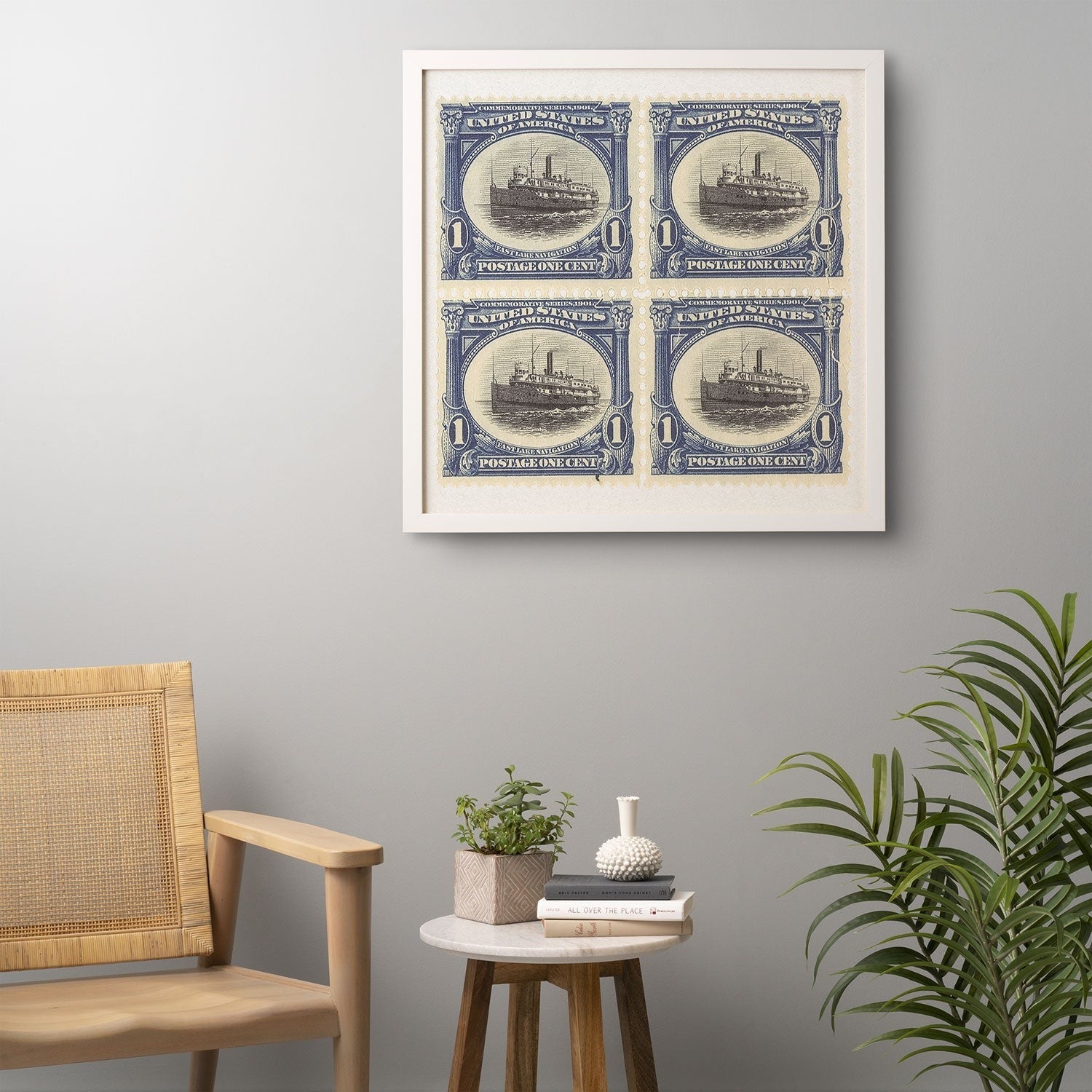 DENY Designs 1901 1c Fast Lake Navigation Stamps Framed Wall Art