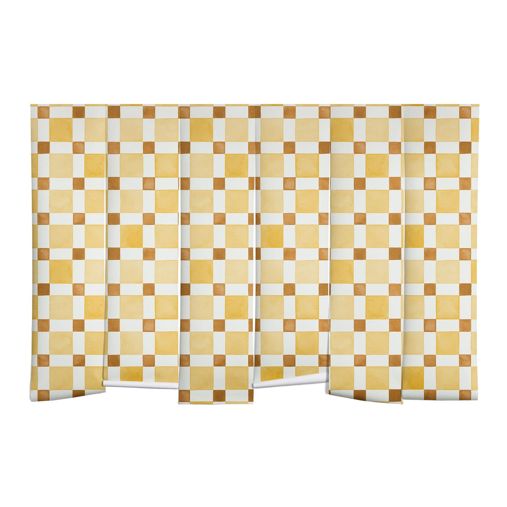 Ninola Design Everyday Artifact Checker Mosaic Tiles Geometry Yellow Wall Mural