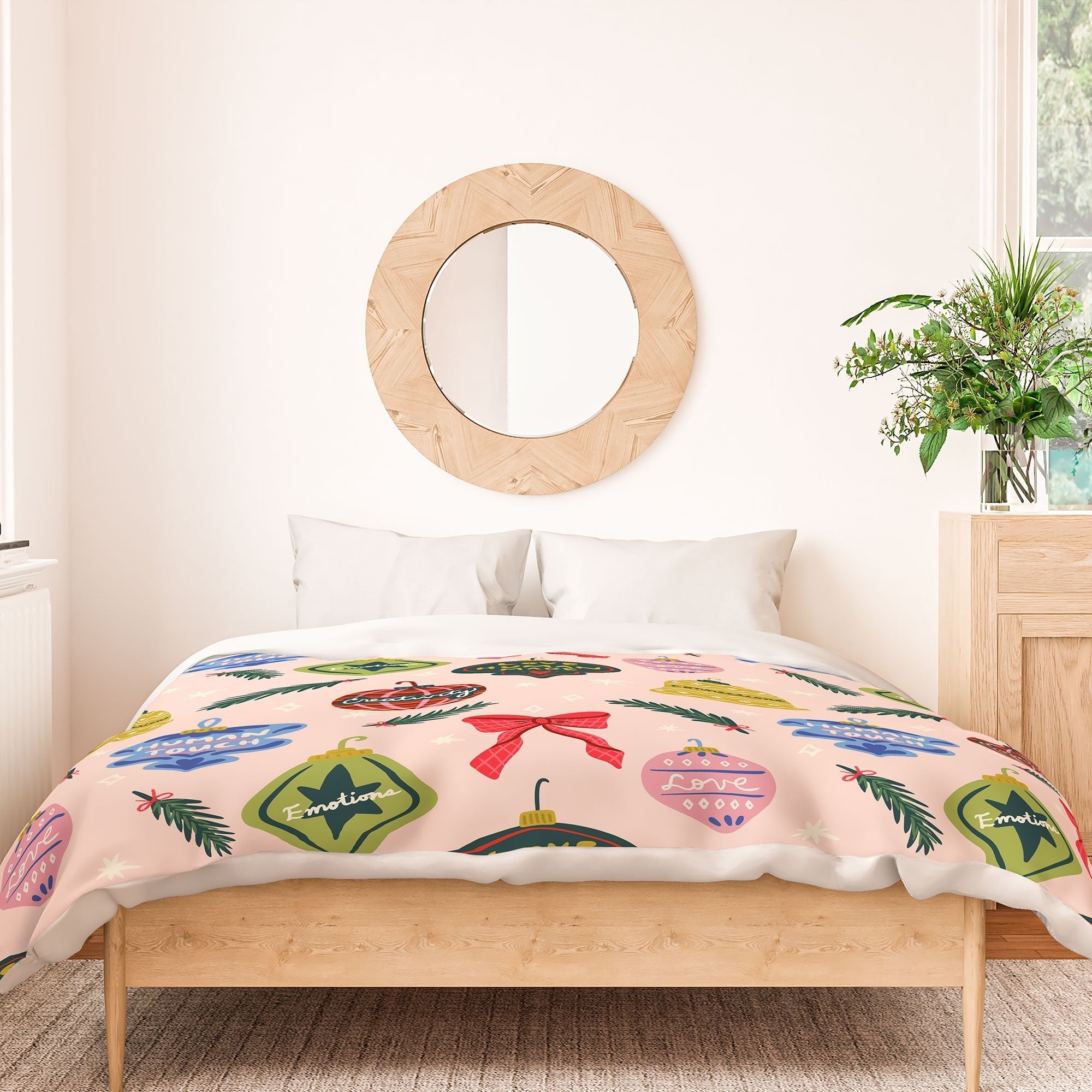 Design by Spark Love Human Made Christmas Ornaments Duvet Cover