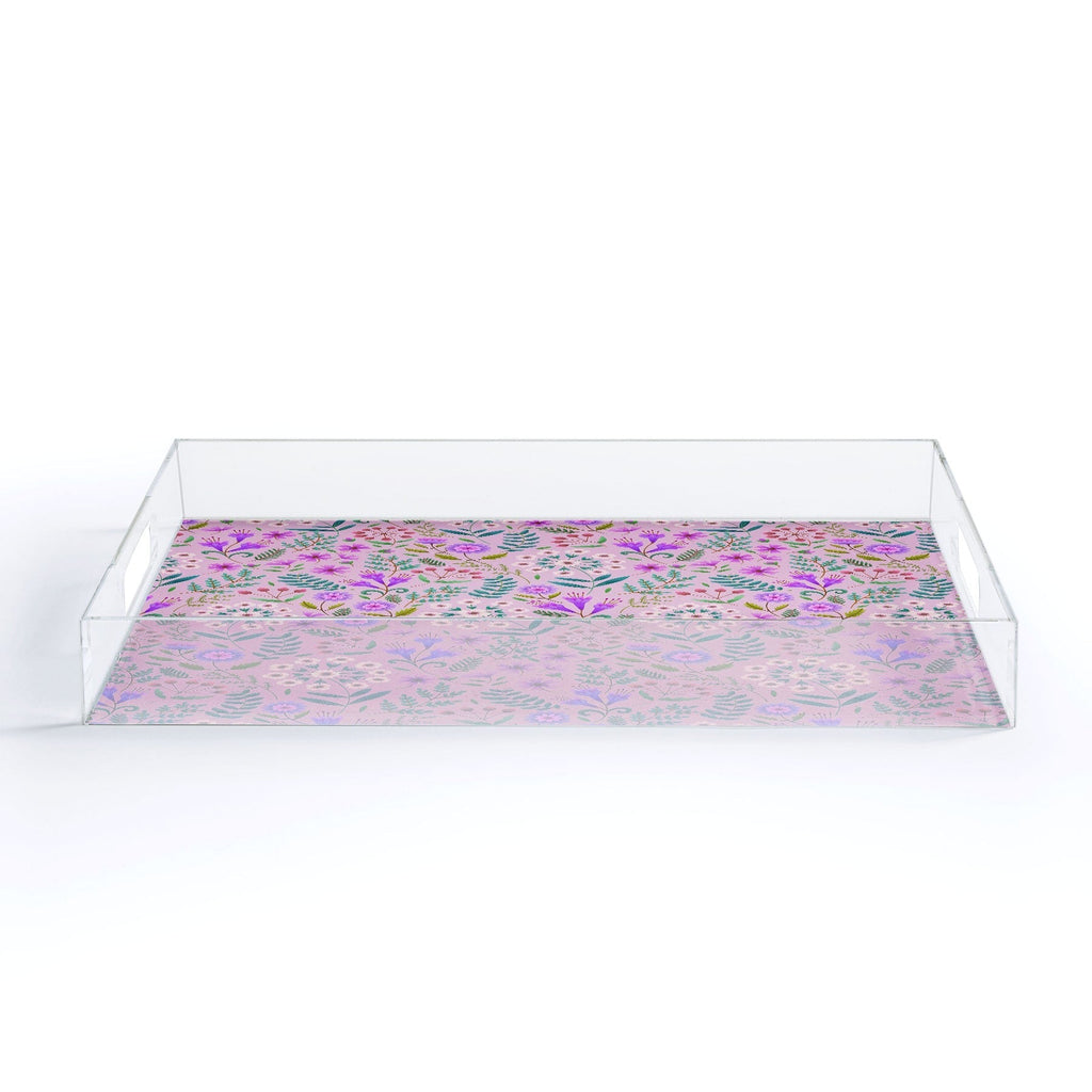 Pimlada Phuapradit Ditsy Purple Floral Half Drop Acrylic Tray