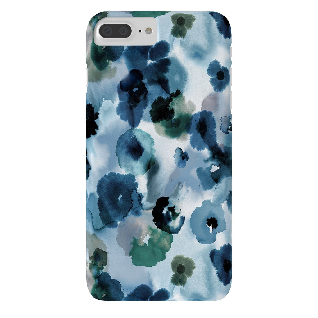 Ninola Design Botanic Retreat Ombre Abstract Watercolor Flowers Blue Navy Phone Case