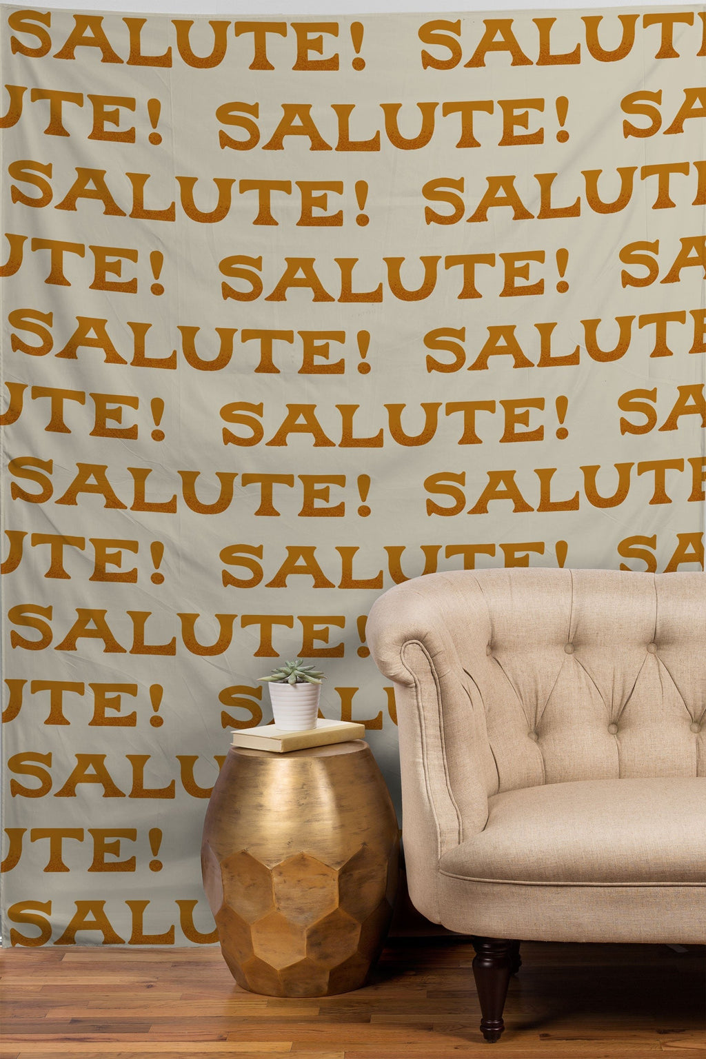 Jessica Molina Salute Gold Pattern on Cream Tapestry