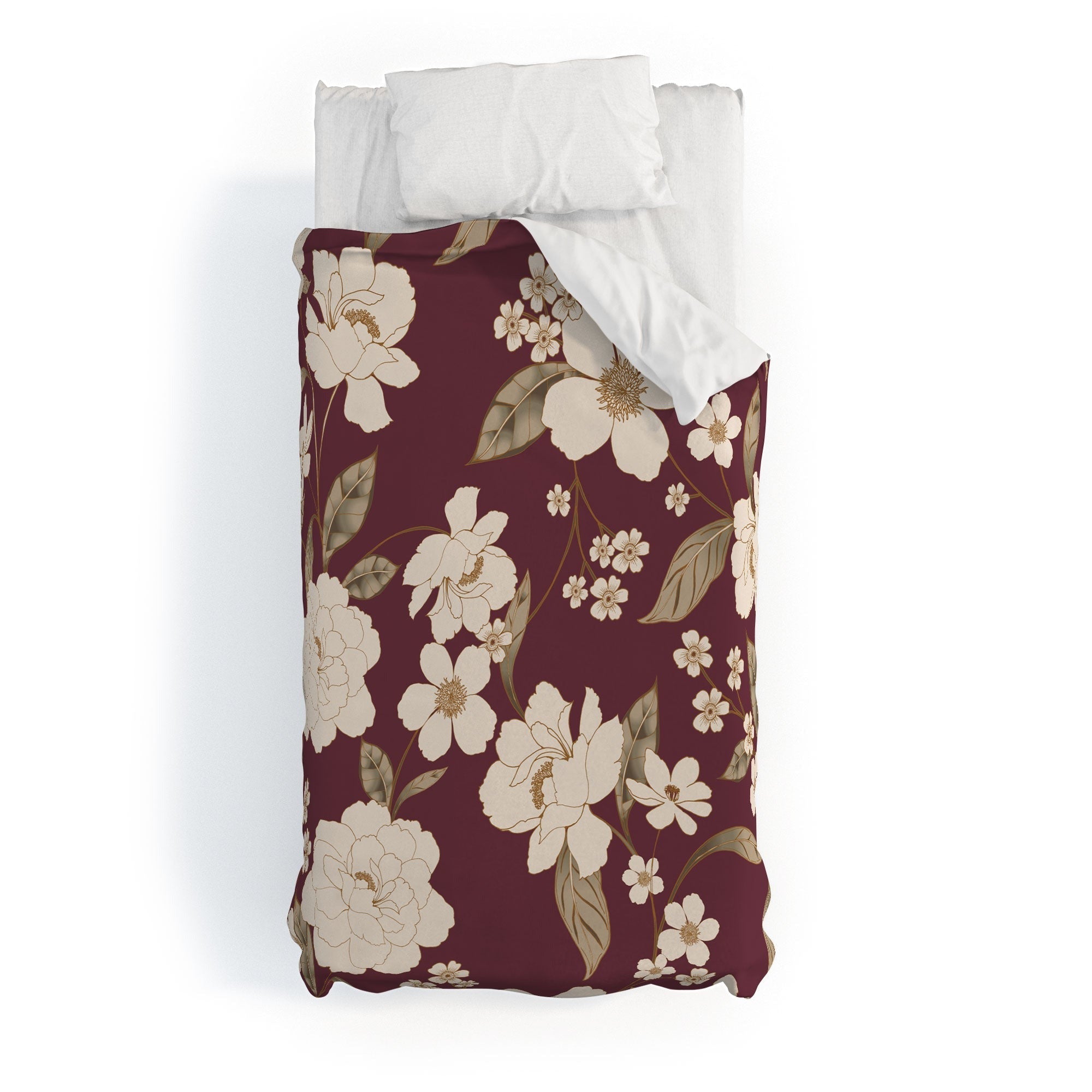 Gabriela Fuente Burgundy Floral Roberta Duvet Cover