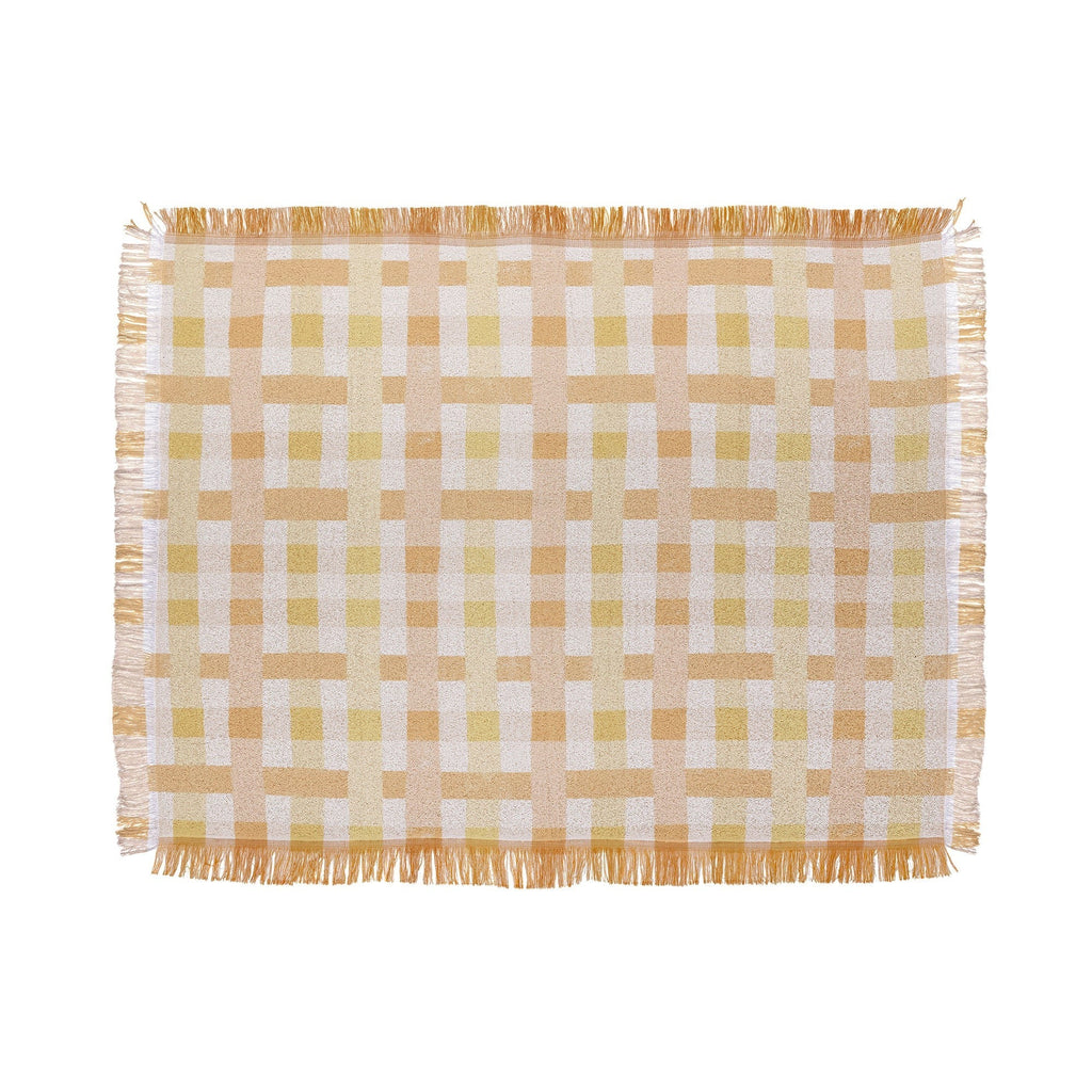 Menina Lisboa Yellow Pink Gingham Throw Blanket
