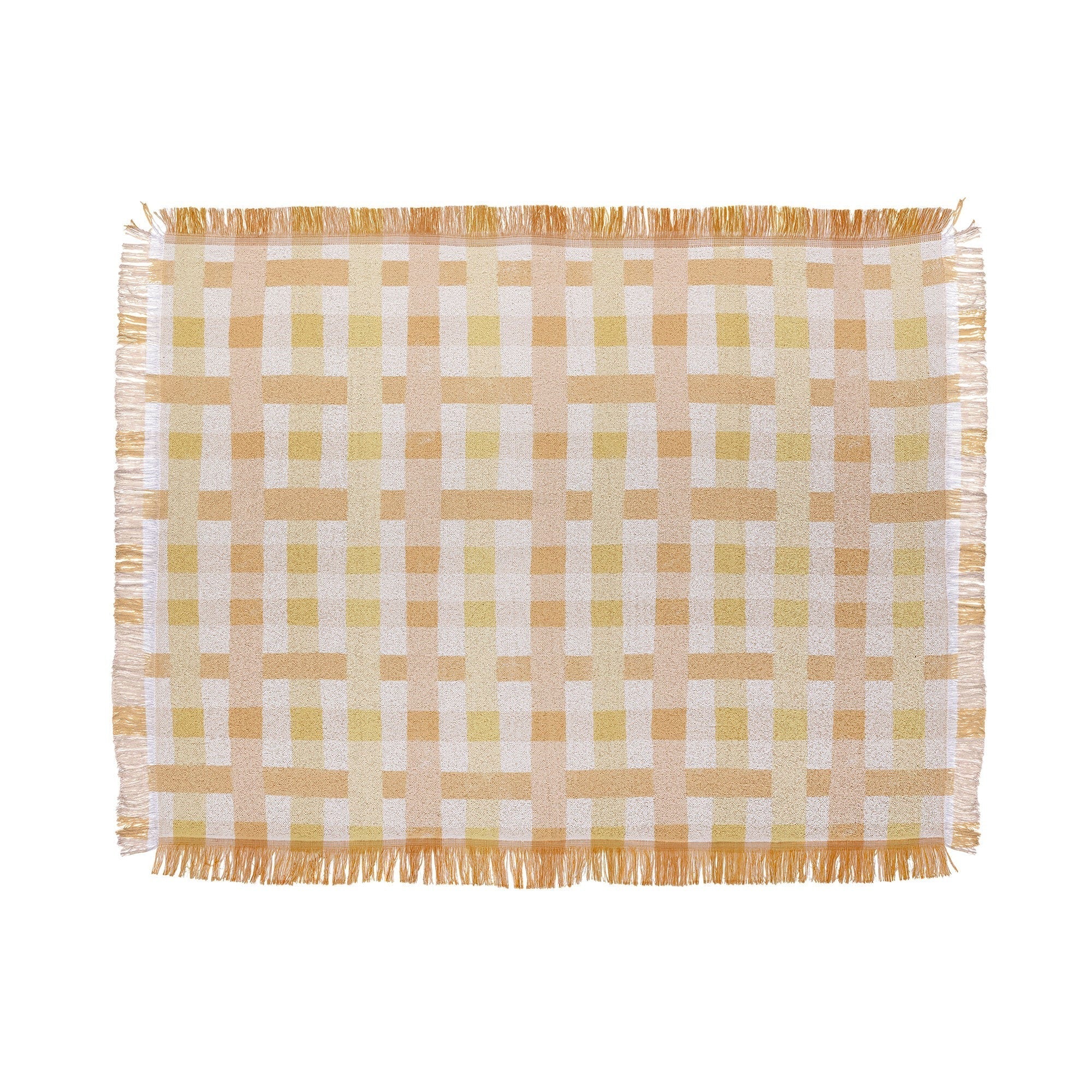 Menina Lisboa Yellow Pink Gingham Throw Blanket