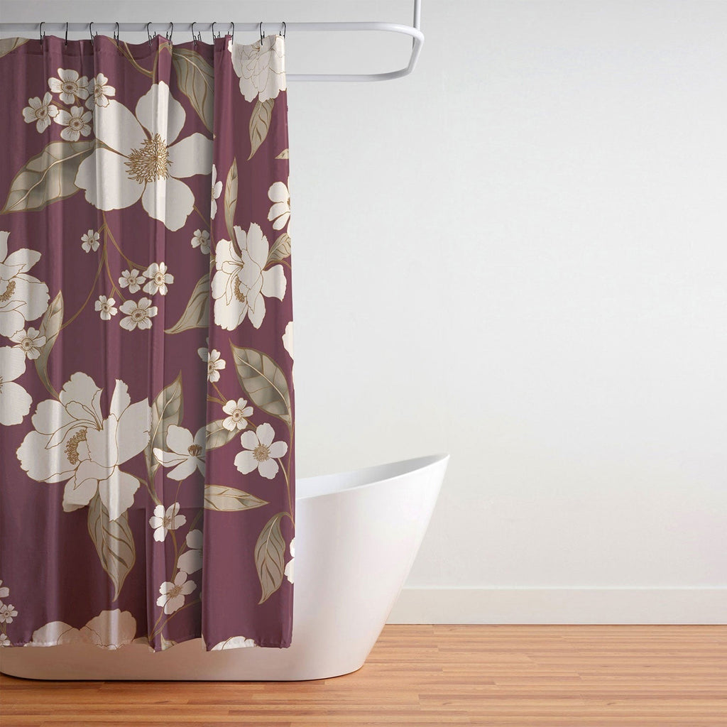 Gabriela Fuente Burgundy Floral Roberta Shower Curtain