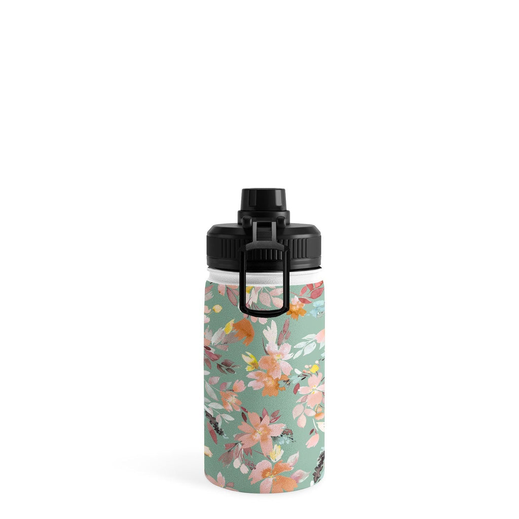 Ninola Design Botanic Retreat Floral Oleander Whimsical Teal Green Water Bottle