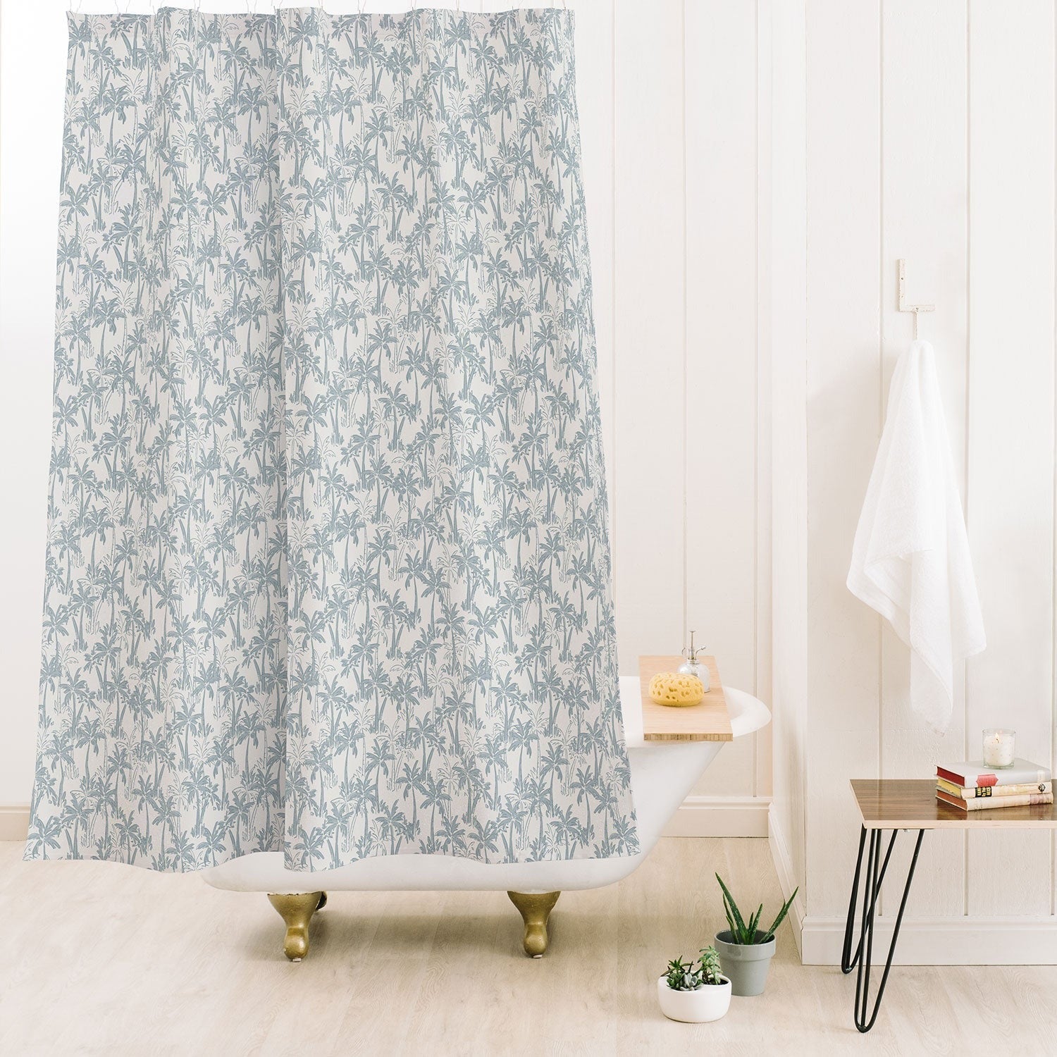 CoastL Studio Palm Forest Coastal Blue Shower Curtain