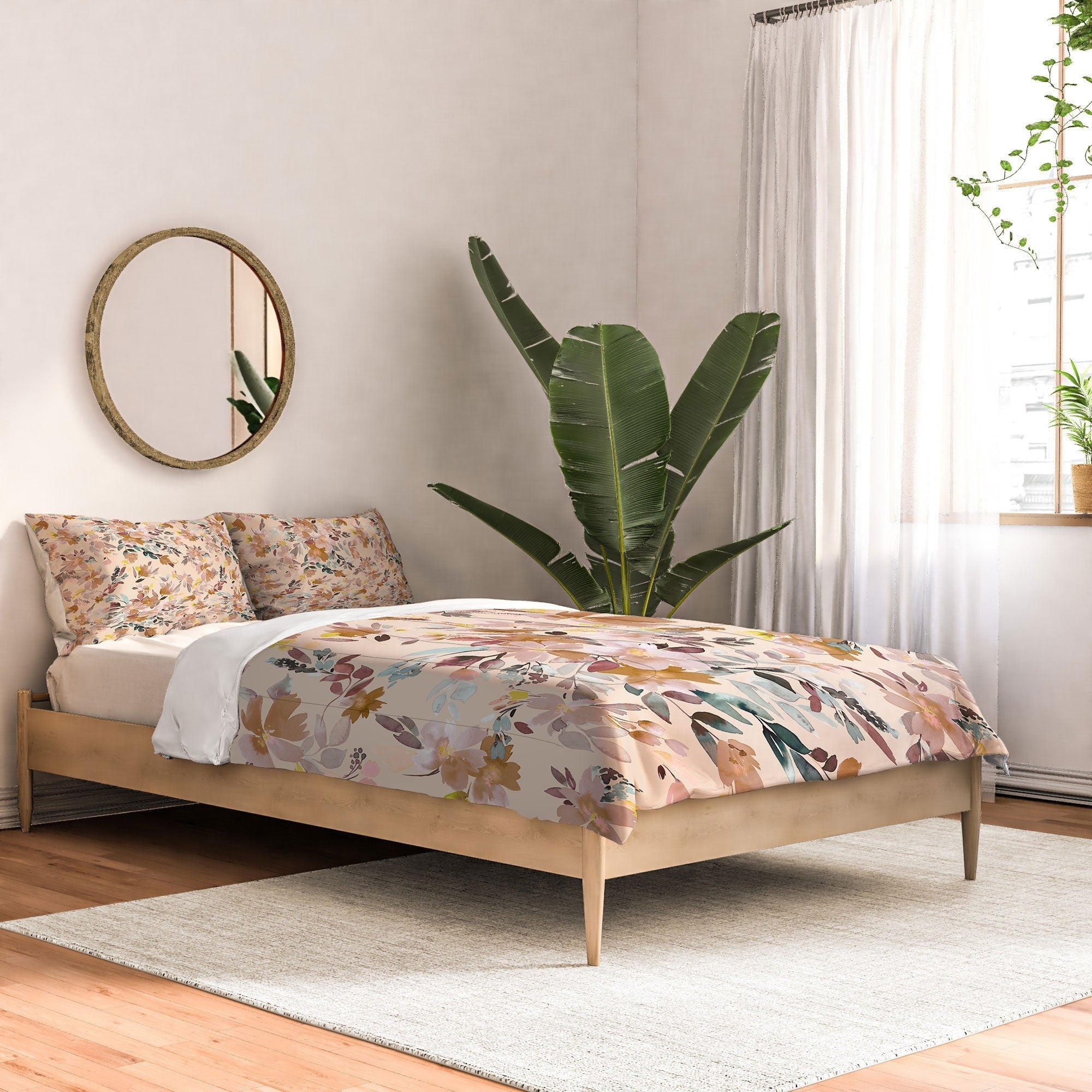Ninola Design Botanic Retreat Floral Oleander Whimsical Soft Pink Comforter