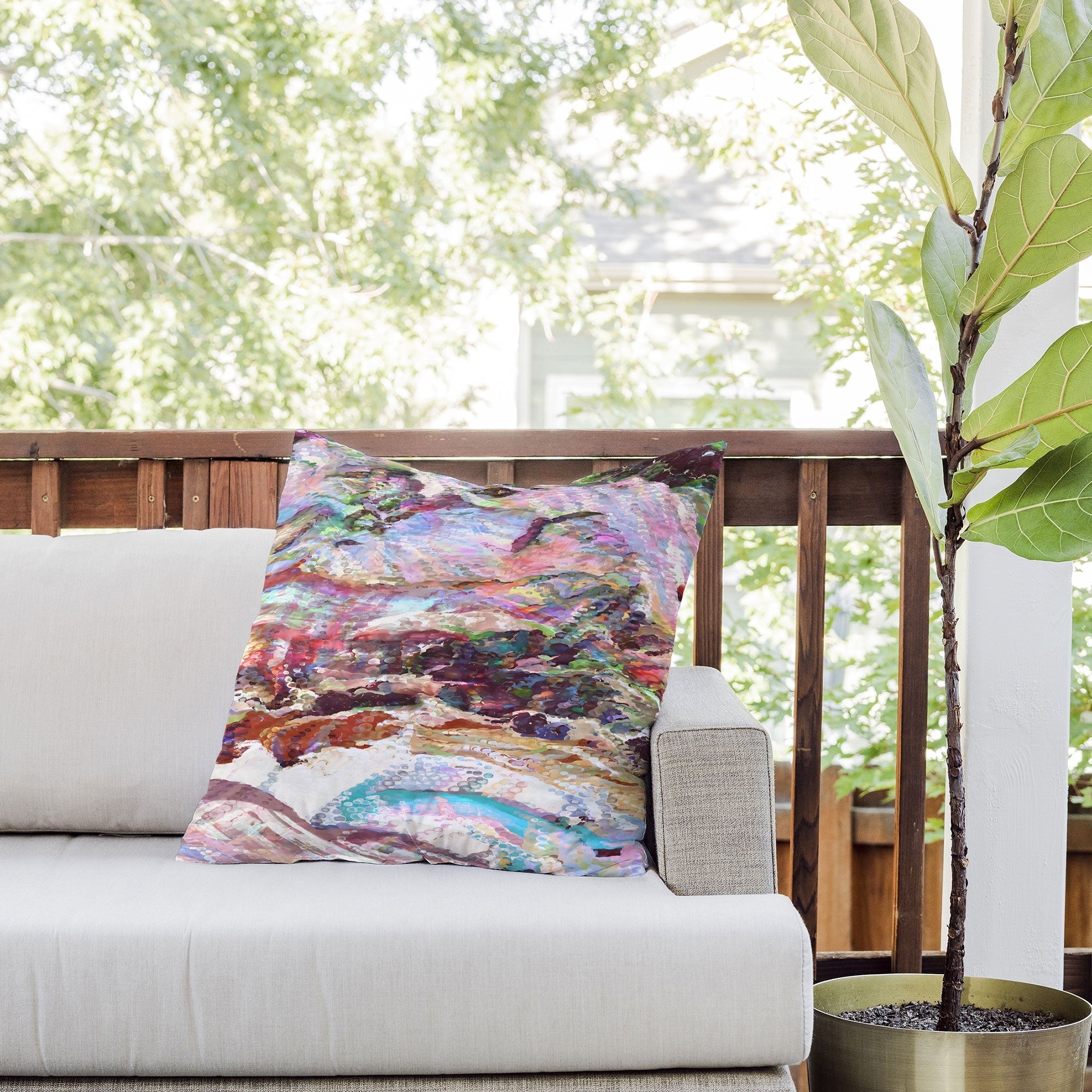 83 Oranges Sequin Haze Outdoor Throw Pillow