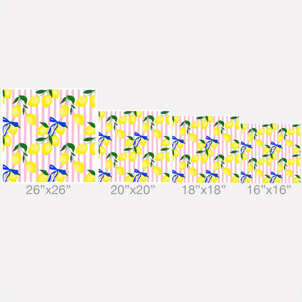 Design by Spark Zesty Lemons and Stripes Outdoor Throw Pillow