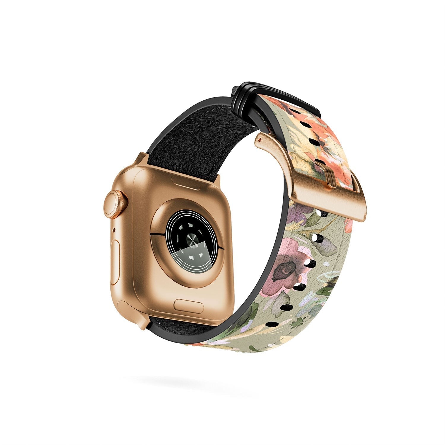 Ninola Design Botanic Retreat Painterly Tropical Flowers Sage Green Apple Watch Band