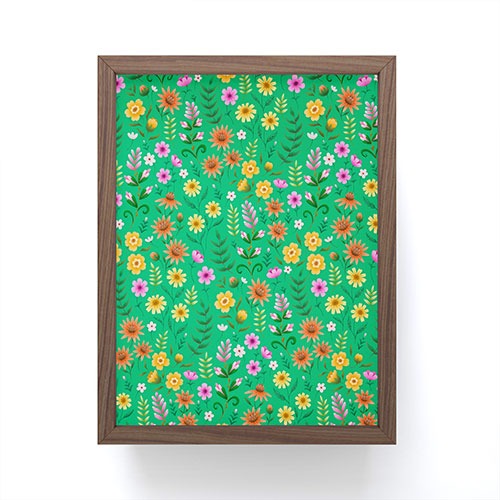 Pimlada Phuapradit Ditsy Spring Floral Green Framed Mini Art Print