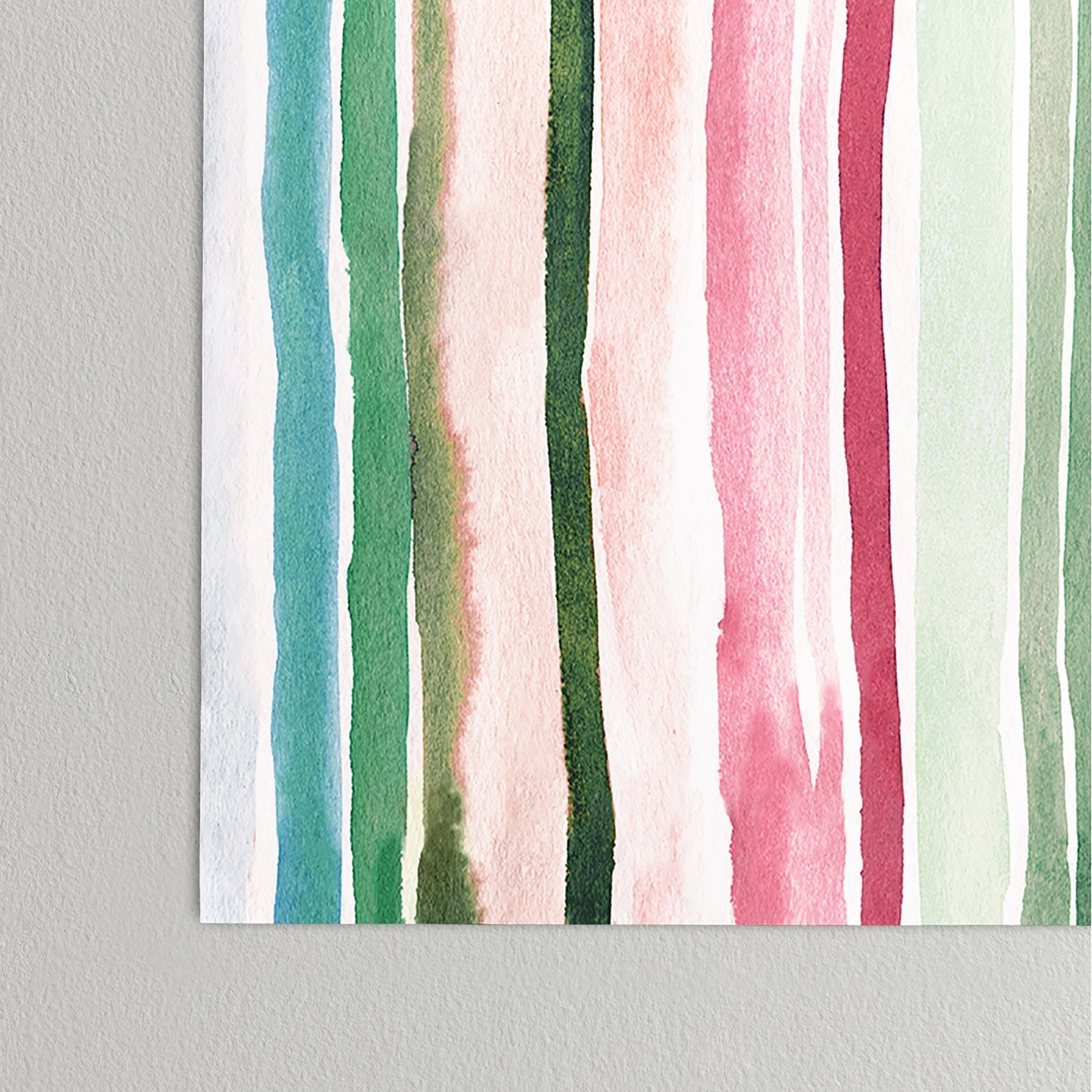 Ninola Design Botanic Retreat Watercolor Stripes Green Orange Red Poster