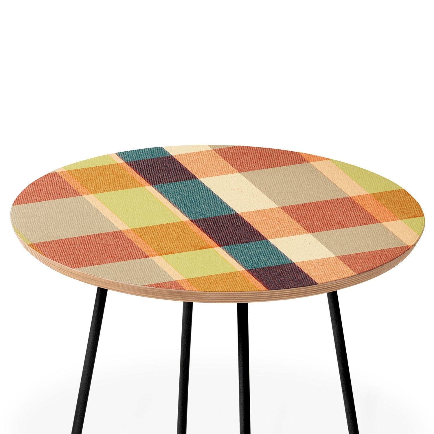 Marta Barragan Camarasa Retro Picnic Plaid Warm Tones Round Side Table