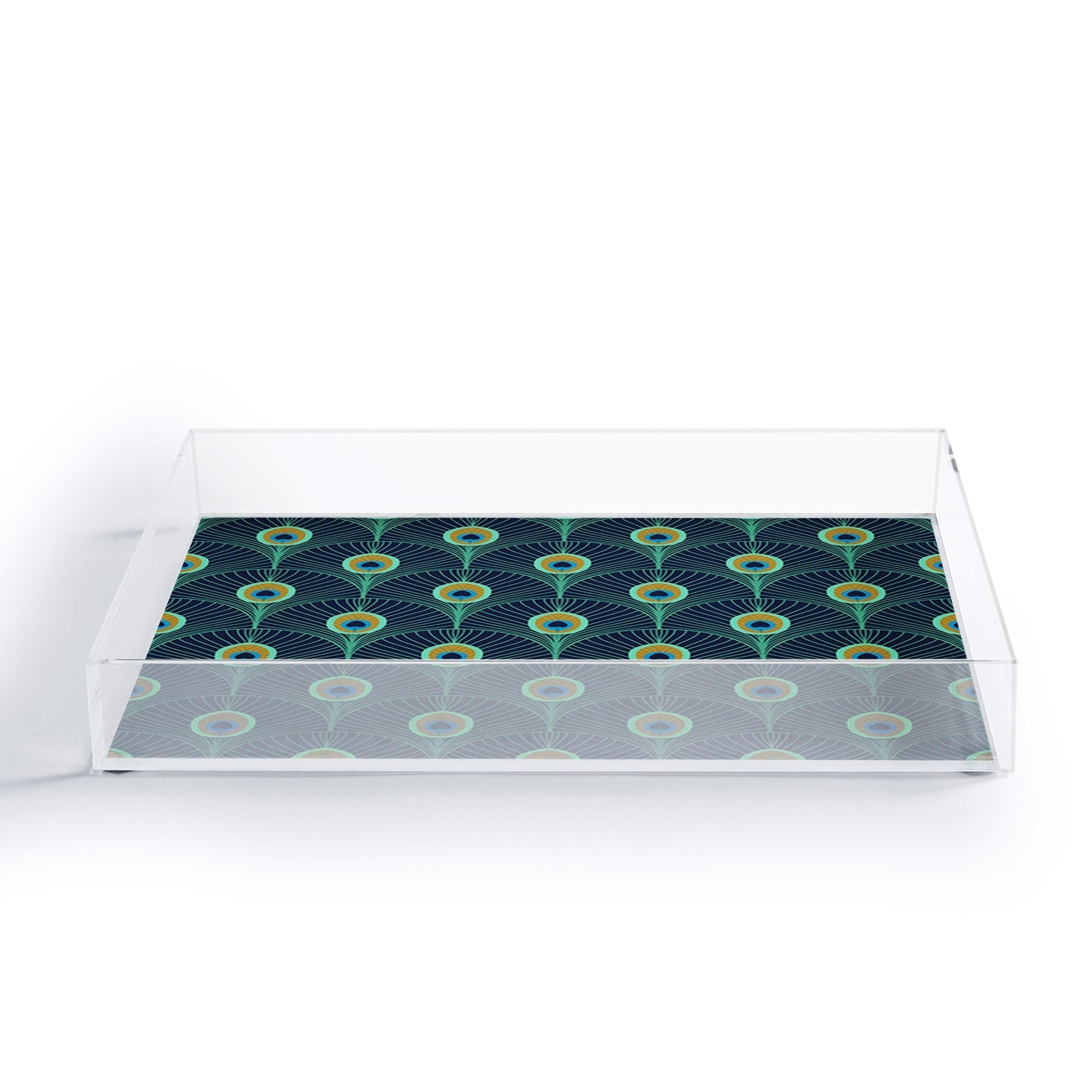 Design by Spark Peacock Deco Feathers Acrylic Tray