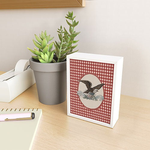 DENY Designs Gingham Eagle Framed Mini Art Print