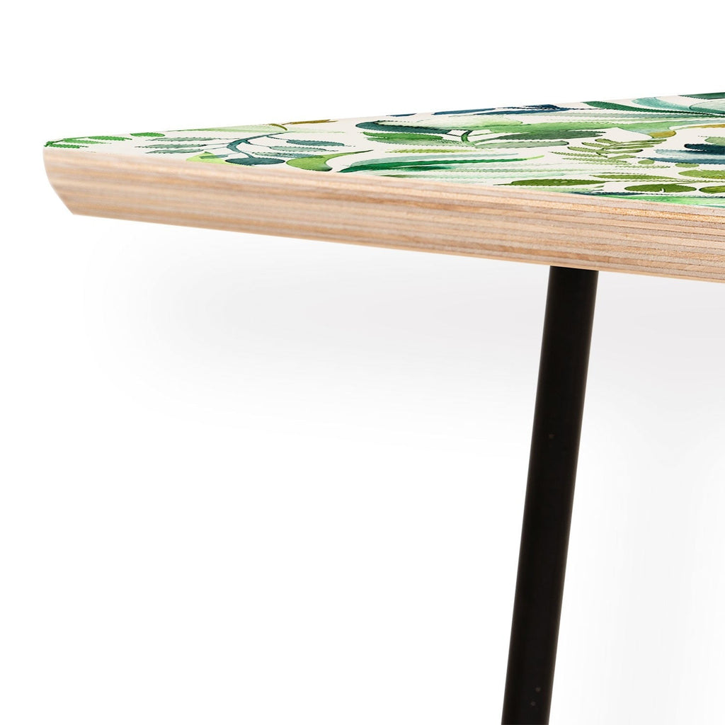 Ninola Design Botanic Retreat Loose Botanical Leaves Watercolor Green Coffee Table