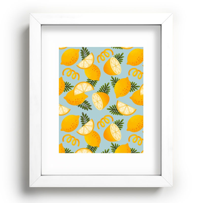Jessica Molina Lemon Pattern on Sky Blue Recessed Framing Rectangle